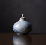 花瓶■灰釉 木器窯「田中和人作」中国漢口 花器 丸壺 共箱 骨董品 古美術■ 花瓶□灰釉 木器窯「田中和人作」中国漢口 花器 丸壺 共