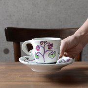 色絵カップ＆ソーサ　作家「吉岡萬理」