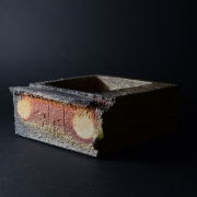 信楽焼升花入　作家「藤本秀」