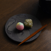 彩墨流丸板皿(S)　作家「瀬津純司」
