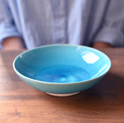 トルコブルー六寸深皿-18cm-