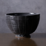 tenten　新品　陶器　陶芸作家　黒のどんぶり2個 376 丼