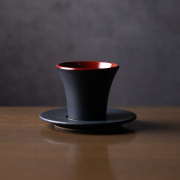 和食器　黒釉赤彩カップ＆ソーサ　作家「森野知子」