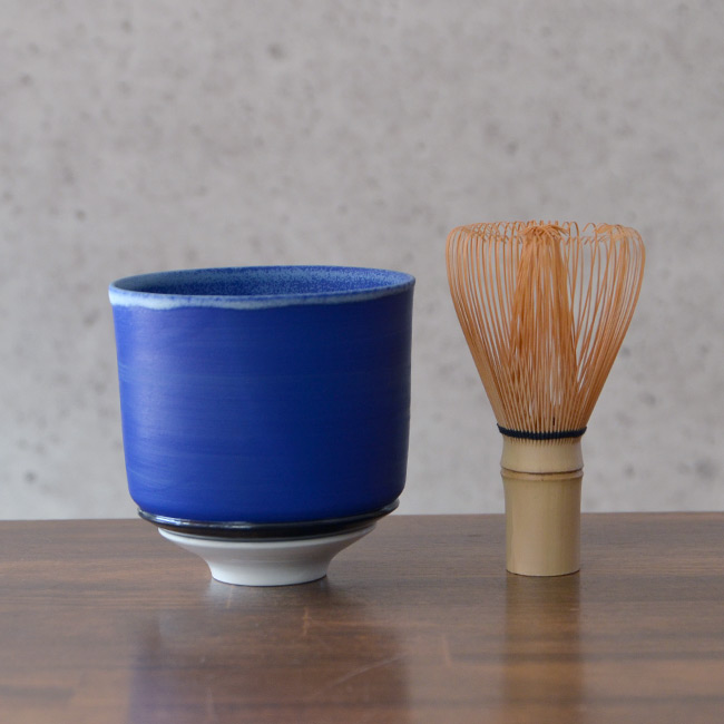 彩泥三重茶碗「CUSTOM”蒼""」（共箱付） 　作家「田中雅文」 