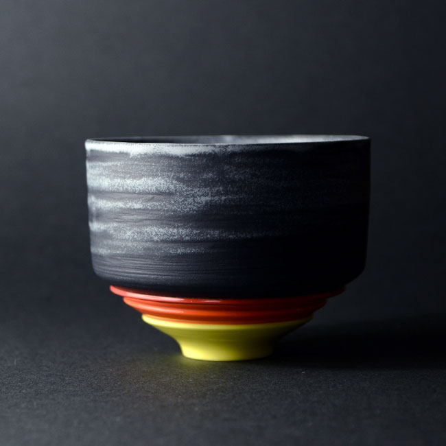彩泥四重茶碗「CUSTOM”黒""」（共箱付） 　作家「田中雅文」 