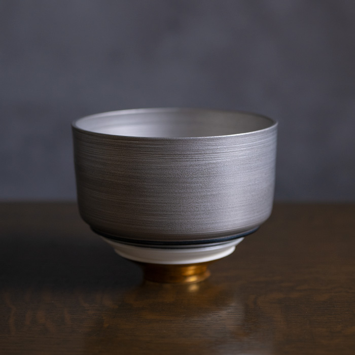 【共箱付】彩泥四重茶碗「JEWEL”シルバー”」（MT-061）　作家「田中雅文」