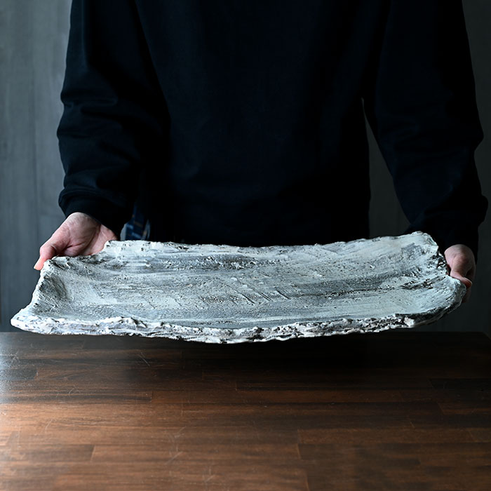 【共箱付】刷毛目長皿大（NK-091）　作家「川淵直樹」