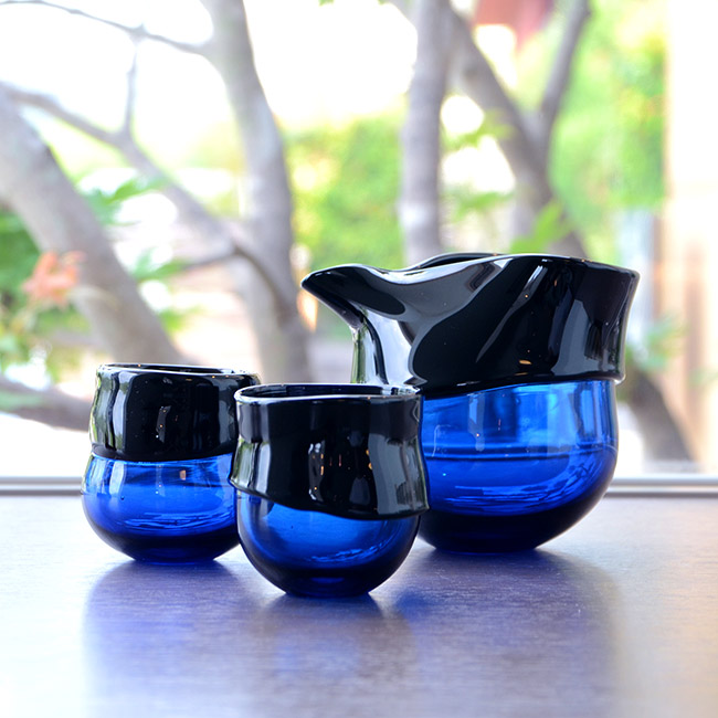 ガラス　DOMAKI ""Blue"" 酒器揃　作家「飯田将平」