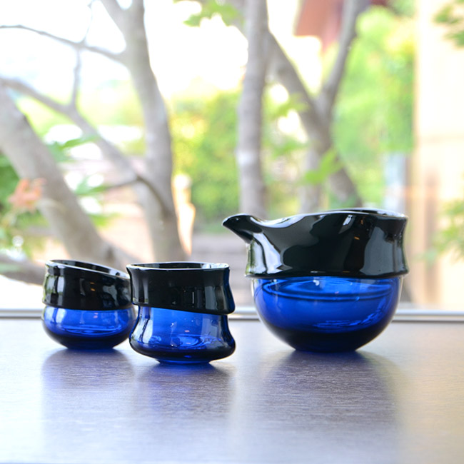 ガラス　DOMAKI ""Blue"" 酒器揃　作家「飯田将平」