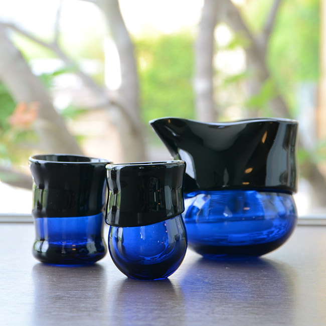 ガラス　DOMAKI ""Blue"" 酒器揃　作家「飯田将平」