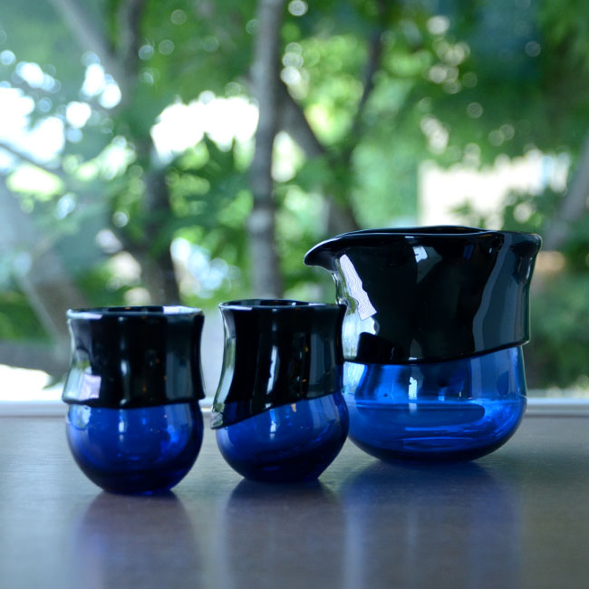 ガラス　DOMAKI ""Blue"" 酒器揃no.1　作家「飯田将平」