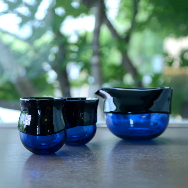 ガラス　DOMAKI ""Blue"" 酒器揃no.4　作家「飯田将平」