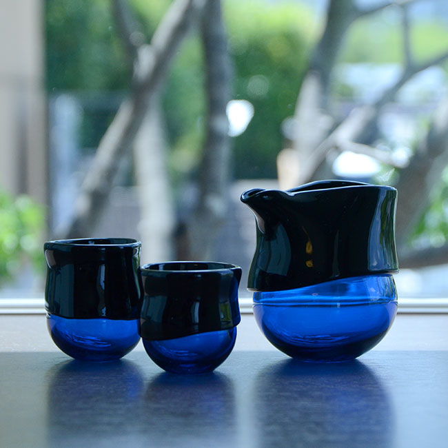 ガラス　DOMAKI ""Blue"" 酒器揃no.5　作家「飯田将平」