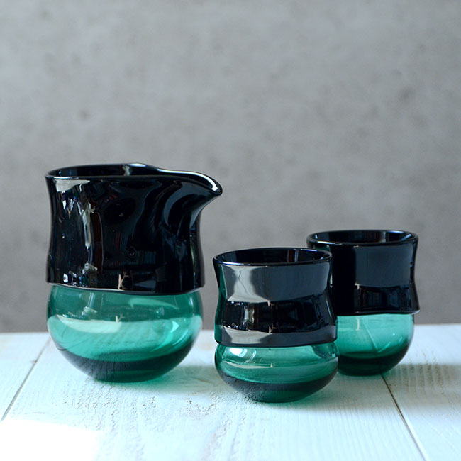 ガラス　DOMAKI ""Green"" 酒器揃no.1　作家「飯田将平」