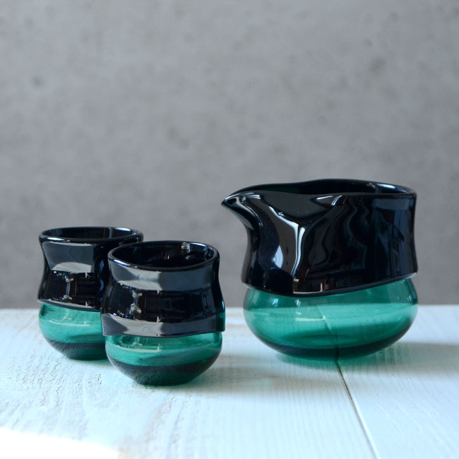 ガラス　DOMAKI ""Green"" 酒器揃no.4　作家「飯田将平」