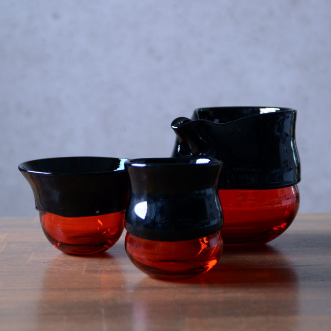 ガラス　DOMAKI ""Red"" 酒器揃no.1　作家「飯田将平」