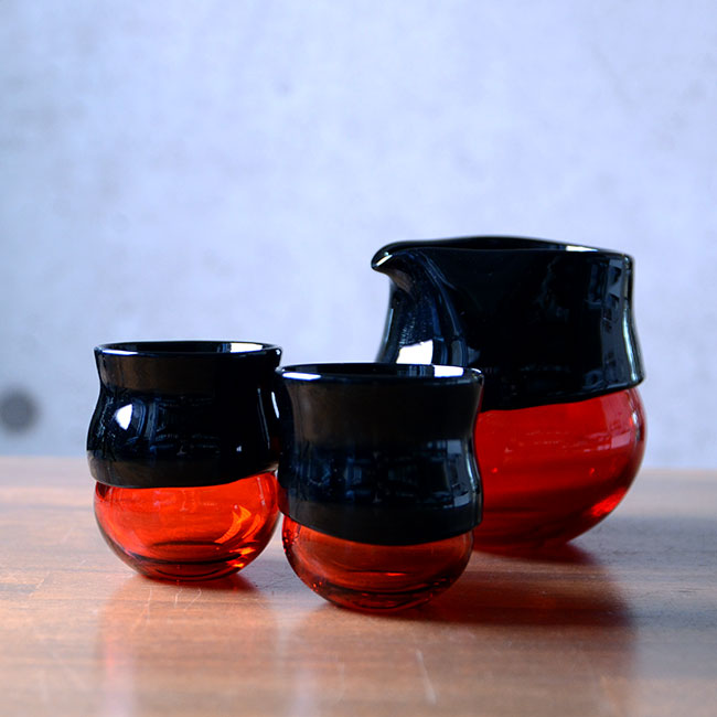 ガラス　DOMAKI ""Red"" 酒器揃no.2　作家「飯田将平」