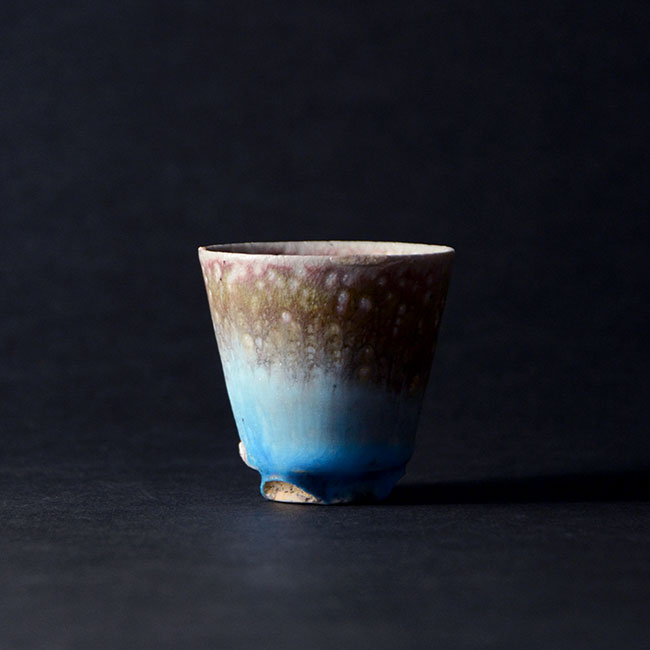 青ぐい呑（共箱付no.2）　作家「山田想」