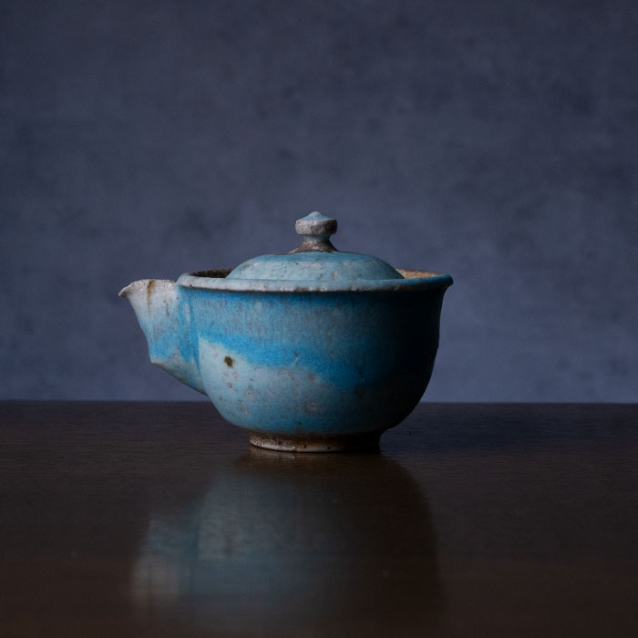 青いドラゴン模様 蓋付き茶碗 京焼？ 陶玉？ ２個ニューあります 抹茶茶碗 |【共箱付】青茶碗 (SOY-579) 作家「山田想」