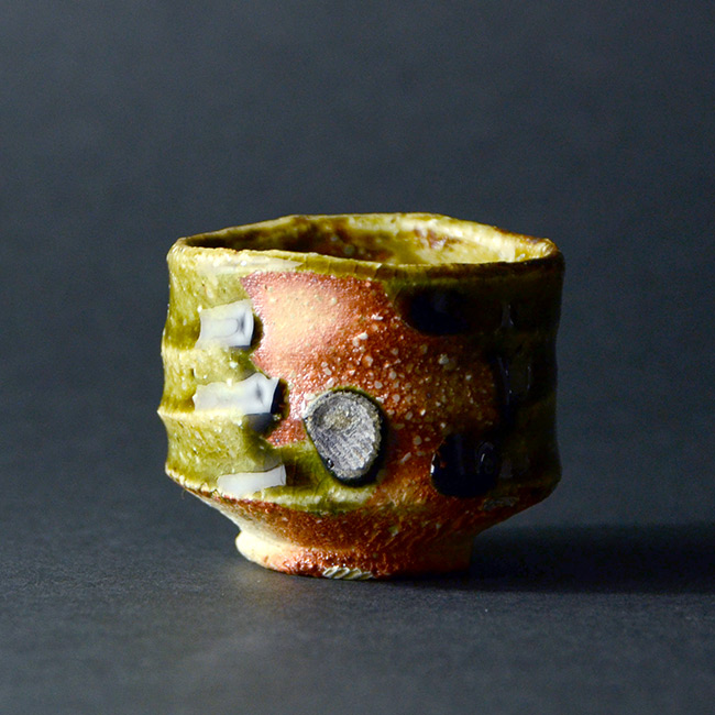 和食器　大和織部ぐい呑（共箱付D) 　作家「金本卓也」