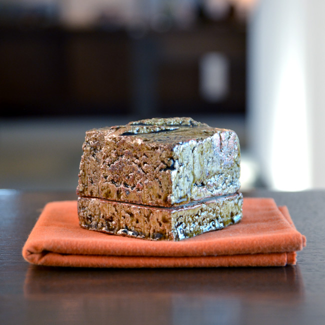 和食器　大和織部香合（共箱付A) 　作家「金本卓也」 