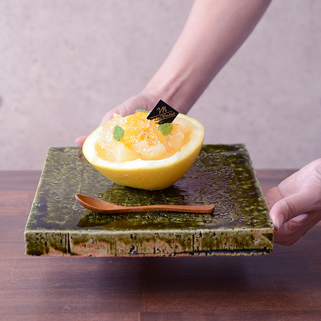 和食器　大和織部足付角皿(Ｌ) 作家「金本卓也」 