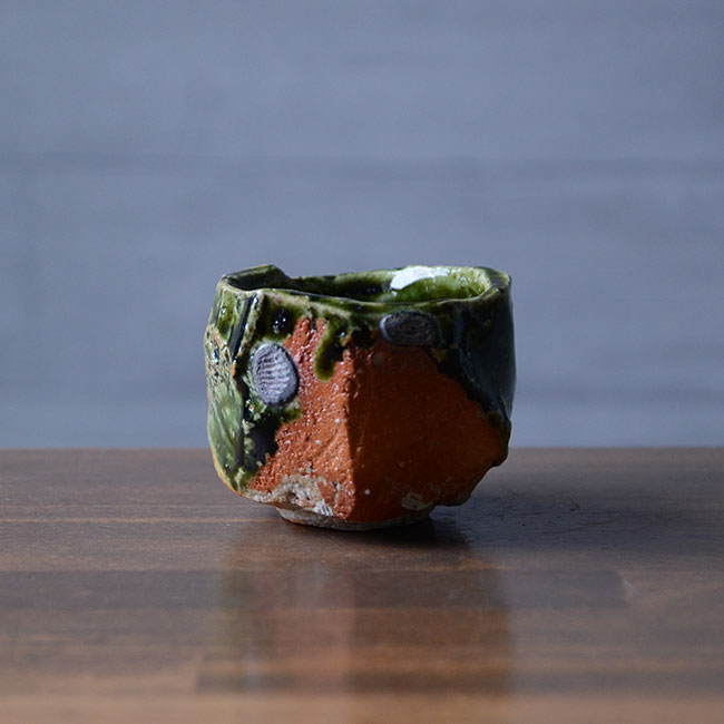 和食器　大和織部ぐい呑(TK-047) 　作家「金本卓也」