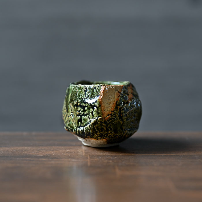 【共箱付】 大和織部鎬ぐい呑(TK-050)　作家「金本卓也」