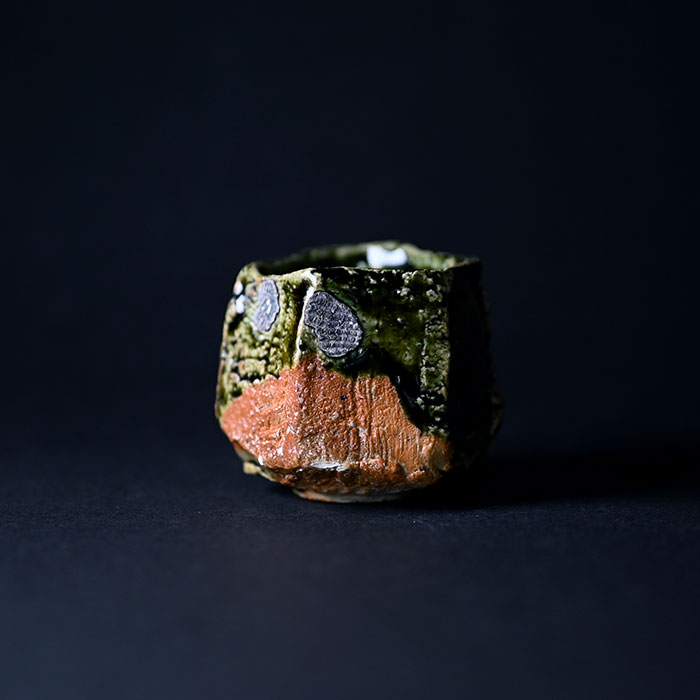 【共箱付】 大和織部鎬ぐい呑(TK-053)　作家「金本卓也」