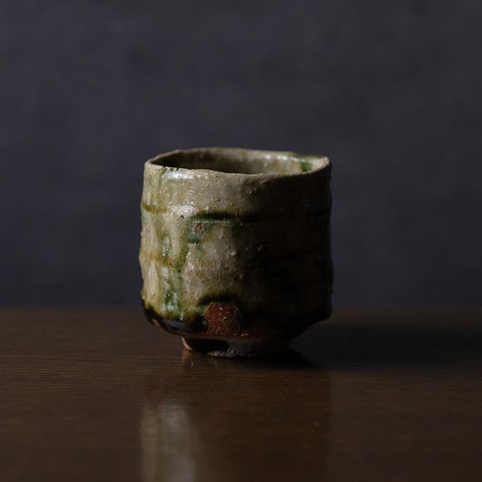 共箱付 | 大和織部鎬茶碗（TK-086) 作家「金本卓也」