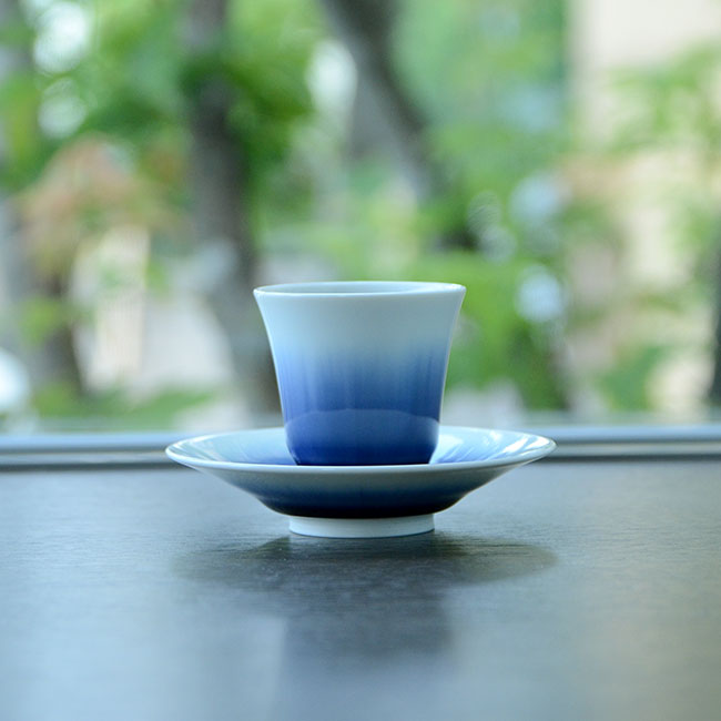 流彩磁茶器揃（YN-019） 作家「永草陽平」