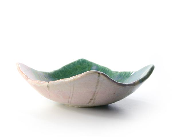 時代　大鉢　盛鉢　大皿　飾り皿〈検 信楽焼　古瀬戸　伊賀　織部　唐津　萩 共箱付】京織部山文長方皿(YS-244) 作家「瀬津義雄」