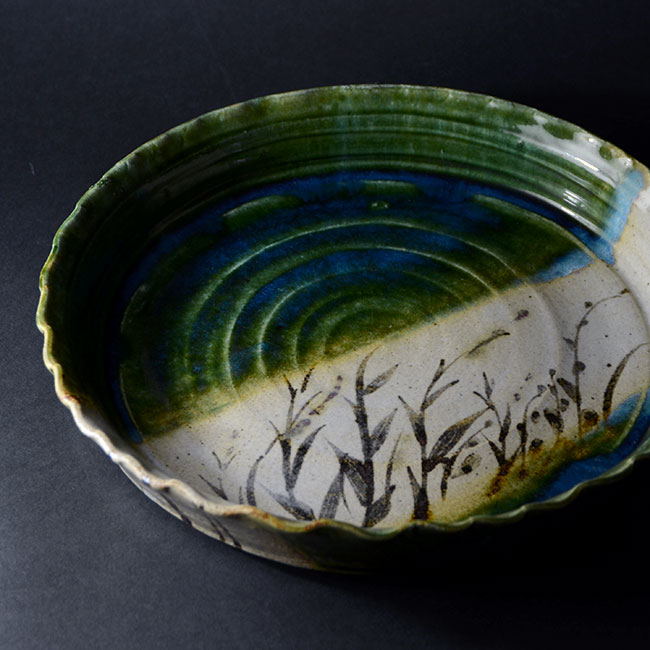 京織部切立鉢（共箱付）　作家「瀬津義雄」