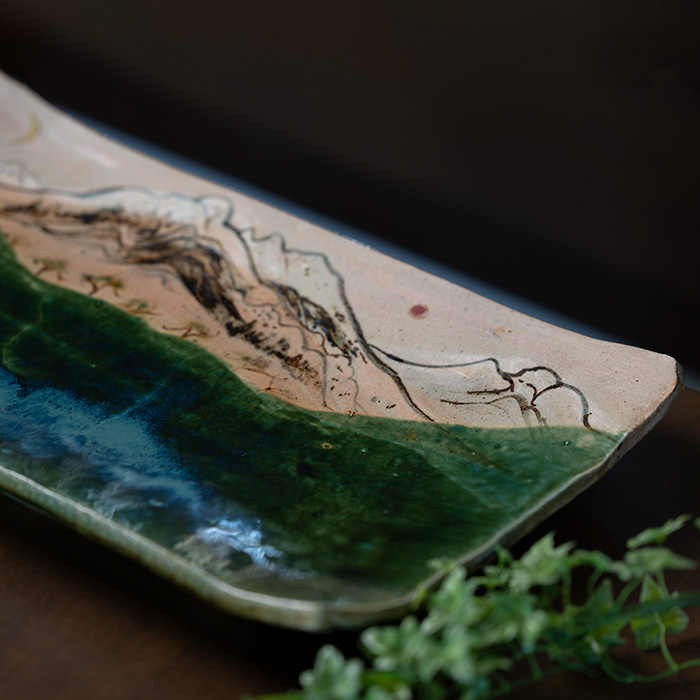 京織部練込まな板皿 作家「瀬津義雄」