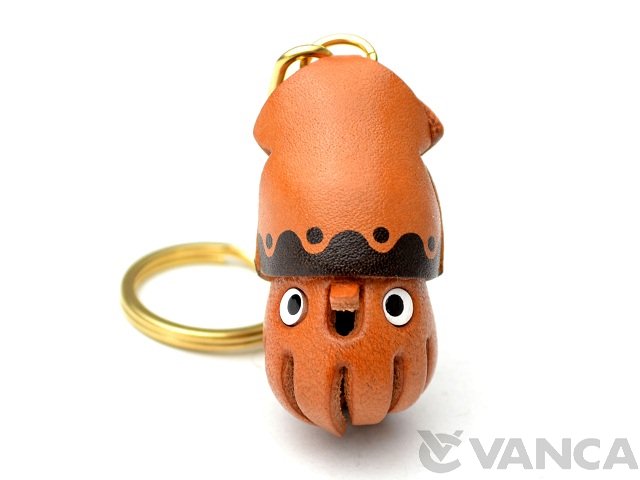 VANCA　本革レザーキーホルダー　イカ