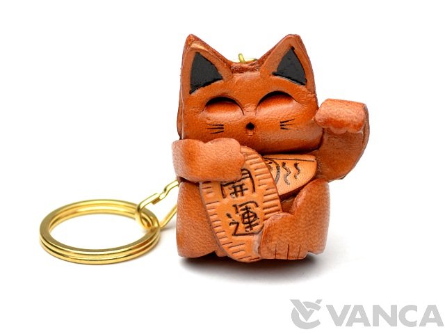 VANCA　本革レザーキーホルダー招き猫