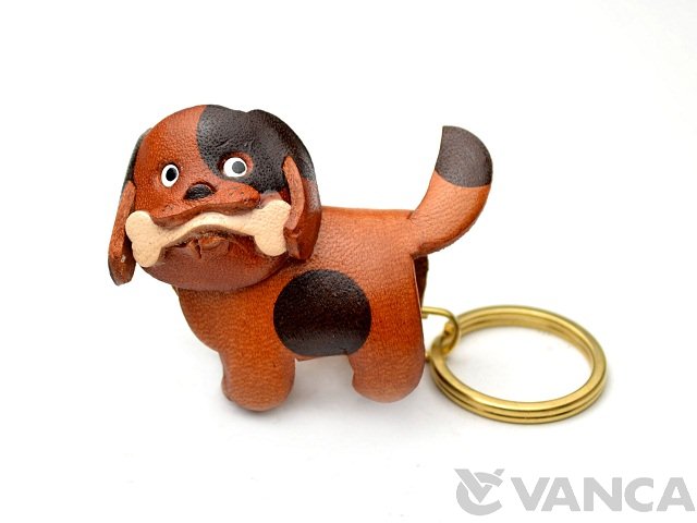 VANCA　本革レザーキーホルダー　丸犬