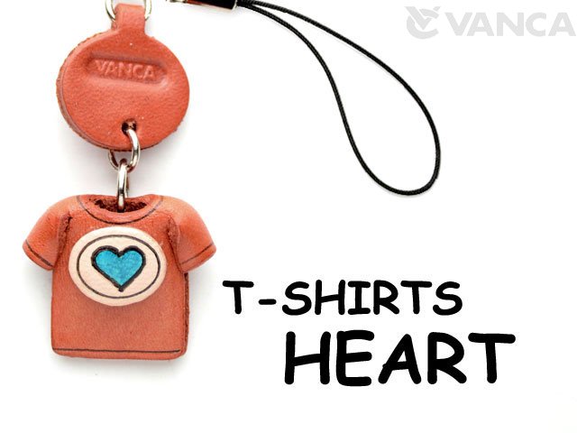 本革レザーTシャツ携帯ストラップ青　HEART