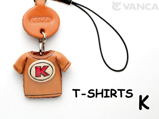 本革レザーTシャツ携帯ストラップ赤　K