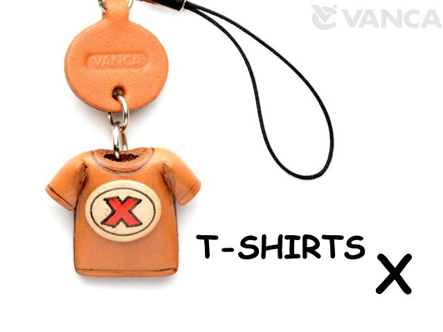 本革レザーTシャツ携帯ストラップ赤　X