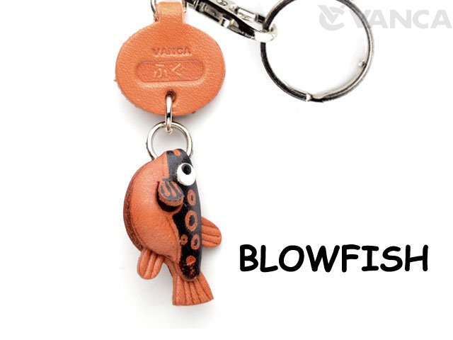 VANCA本革レザー魚キーホルダー　ふぐ