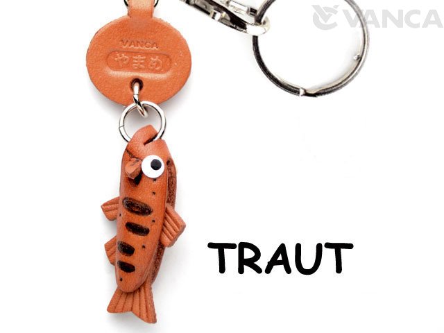 VANCA本革レザー魚キーホルダー　やまめ