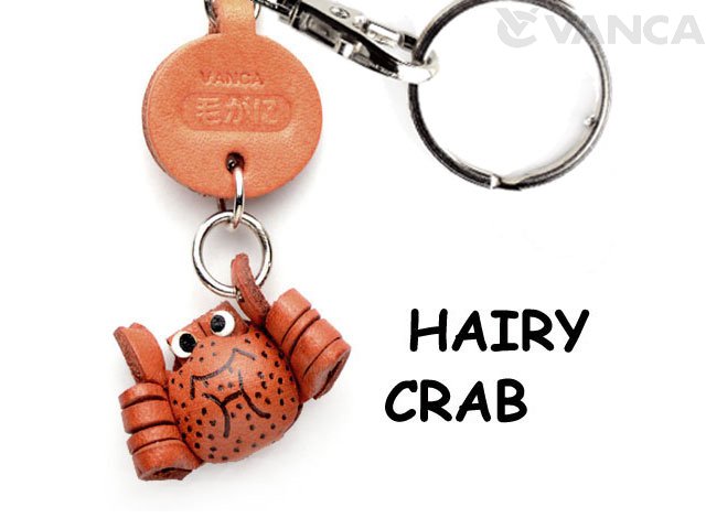 VANCA本革レザー魚キーホルダー　毛ガニ