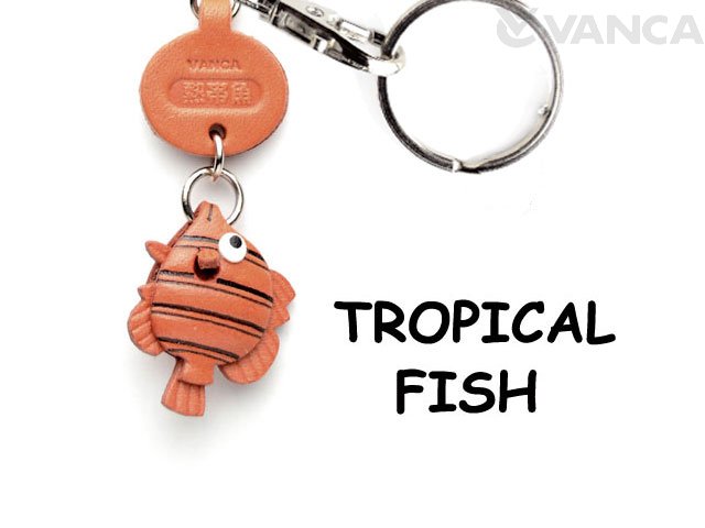 VANCA本革レザー魚キーホルダー　熱帯魚