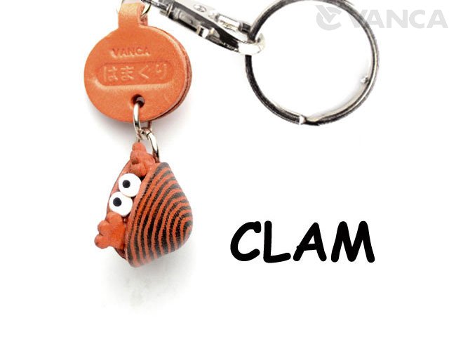 VANCA本革レザー魚キーホルダー　はまぐり