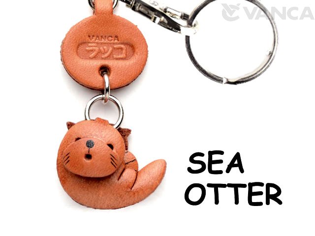 VANCA本革レザー魚キーホルダー　ラッコ