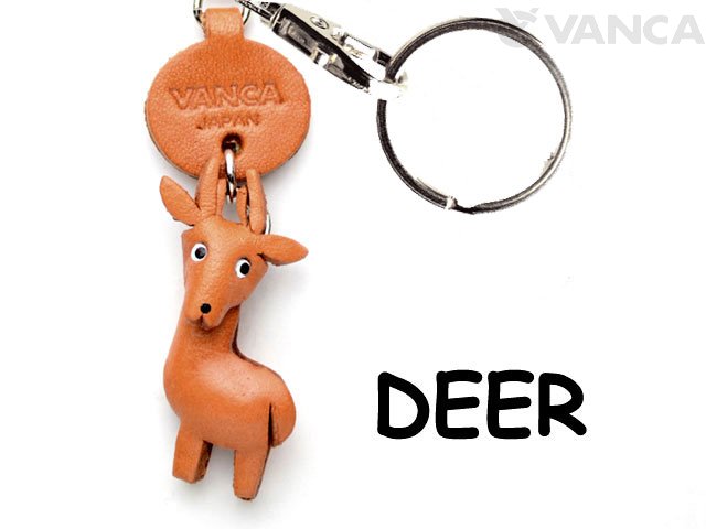 VANCA本革レザー動物キーホルダー　しか