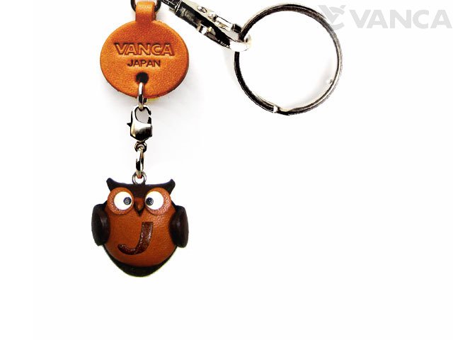 ＶＡＮＣＡ本革レザーイニシャル動物キーホルダー　ふくろう　J
