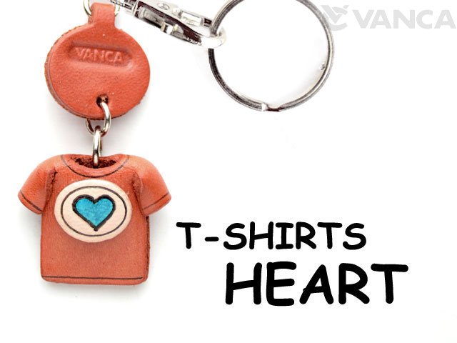 VANCA本革レザーTシャツ青キーホルダー　HEART
