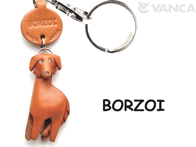 VANCA本革レザー犬キーホルダー　ボルゾイ